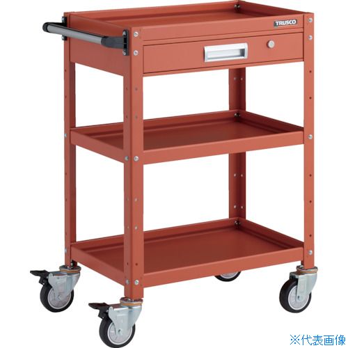 ■TRUSCO ツールワゴン バーディワゴン 600X400 引出付 ウレタン車輪 オレンジ BDW963VUOROR(3268154)