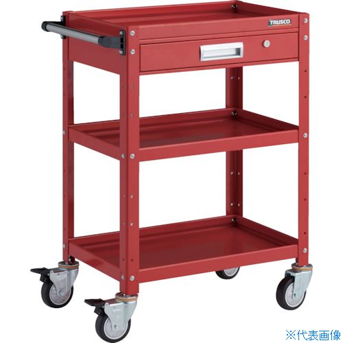 ■TRUSCO ツールワゴン バーディワゴン 600X400 引出付 ウレタン車輪 レッド BDW963VURR(3268160)