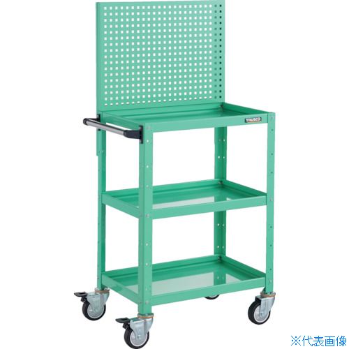 ■TRUSCO ツールワゴン バーディワゴン 上部パンチングパネル付 600X400X1330 ウレタン車輪 ヤンググリ..