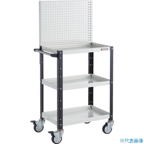 ■TRUSCO ツールワゴン バーディワゴン 上部パンチングパネル付 600X400X1330 ウレタン車輪 ホワイト/ブ..