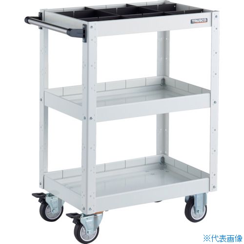 ■TRUSCO ツールワゴン イーグルワゴン 600X400XH880 深型3段 1段仕切板付 ウレタン車輪 ホワイト EGW96..