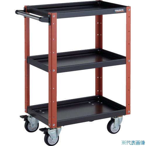 ■TRUSCO ツールワゴン イーグルワゴン 600X400XH880 4輪自在 ウレタン車輪 ブラック/オレンジ EGW963UJBKOR(3268732)