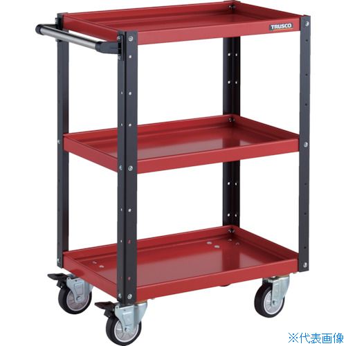 ■TRUSCO ツールワゴン イーグルワゴン 600X400XH880 4輪自在 ウレタン車輪 レッド/ブラック EGW963UJRB..
