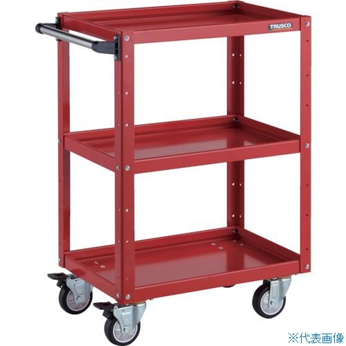 ■TRUSCO ツールワゴン イーグルワゴン 600X400XH880 4輪自在 ウレタン車輪 レッド EGW963UJRR(3268736)