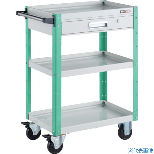 ■TRUSCO ツールワゴン イーグルワゴン 600X400XH880 引出付 ホワイト/ヤンググリーン EGW963VWYG(32688..