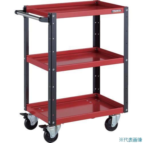 ■TRUSCO ツールワゴン イーグルワゴン 600X400XH880 4輪自在 レッド/ブラック EGW963JRBK(3268817)