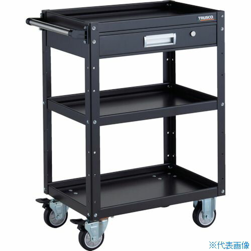■TRUSCO ツールワゴン イーグルワゴン 600X400XH880 引出付 ウレタン車輪 ブラック EGW963VUBKBK(32692..