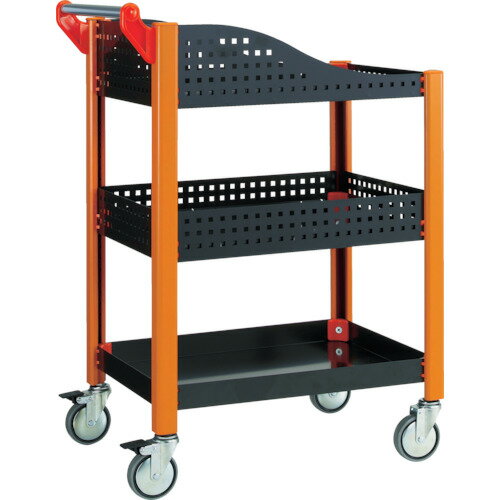 ■TRUSCO カスタムワゴン 浅棚1段・深型パンチ棚1段付 TAC648BK(3360792)