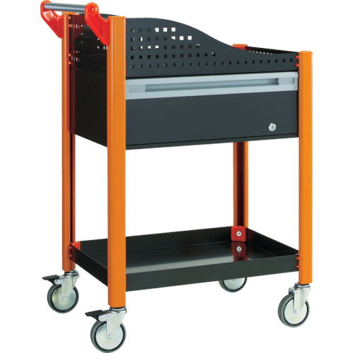 ■TRUSCO カスタムワゴン 深型1段引出・浅棚板付 ブラック TAC648ADRBK(3361586)[法人限定][直送元]