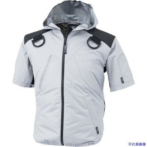 ■XEBEC 空調服遮熱ハーネス半袖ブルゾン(フード付き)XE98105-22-3L シルバーグレー XE98105223L(3373044)[送料別途お見積り][法人限定][掲外取寄]