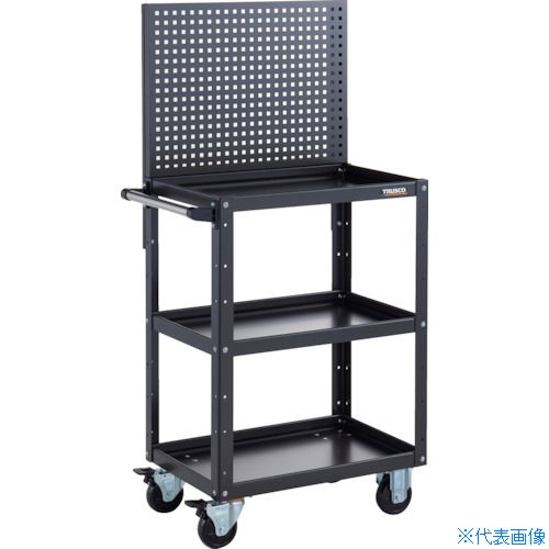 ■TRUSCO ツールワゴン イーグルワゴン 上部パンチングパネル付 600X400X1330 ブラック EGWP963BKBK(3421877)