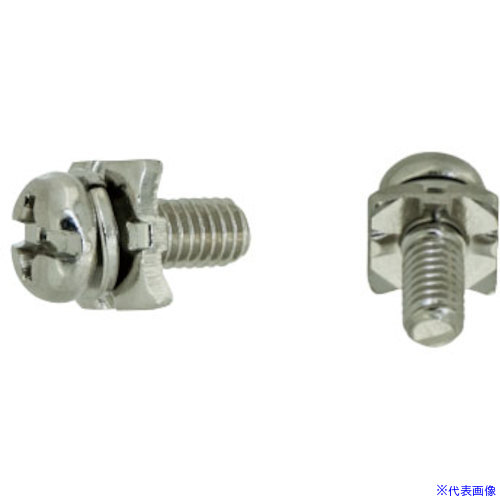 ■SUNCO 三価ホワイト 端子ねじ+-ナベSH形 角座11×1.2対辺押 4×8 (6) (100本入) 100002700040008603100P(3433689)[送料別途お見積り][法人限定][掲外取寄]