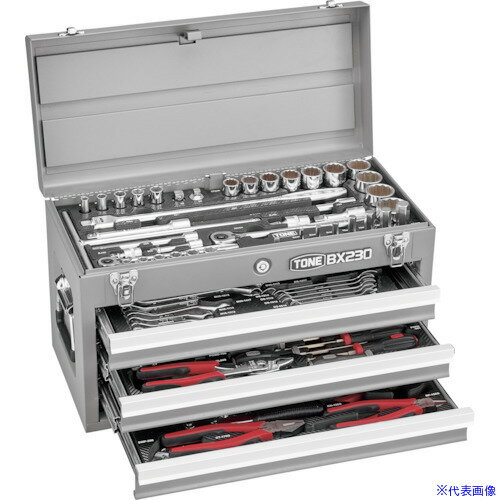 ■TONE 整備用工具セット ツールセット(シルバー) 間口508×奥行232×高さ302mm TSXT95022SV(3524347)[法人限定][外直送元]