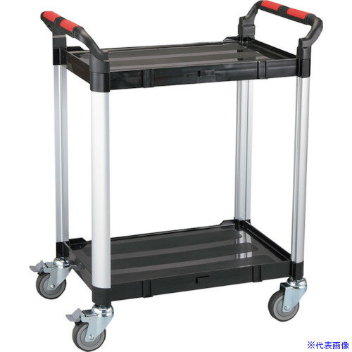 ■緑十字 ツールカート KT-707E 黒 750×460×940 トレイ2段 146154(3546778)[送料別途お見積り][法人限定][掲外取寄]