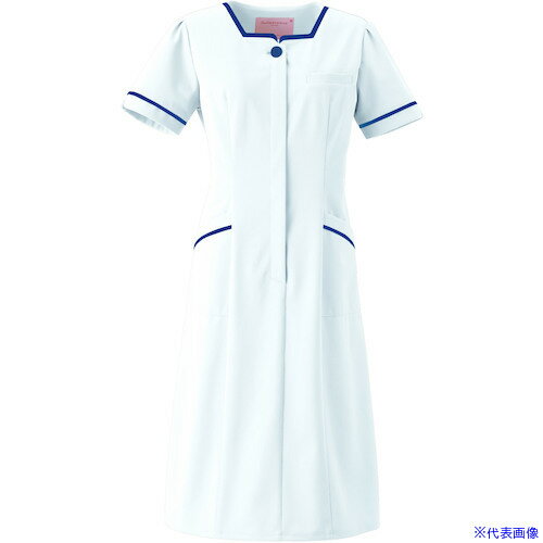 ■フォーク ワンピース ホワイトXネイビー S 3016EW7S(3609760)[送料別途見積り][法人・事業所限定][掲外取寄]