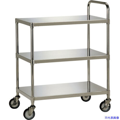 オレンジブック トラスコ中山　TRUSCOテックサス ステンレスワゴン3段タイプ(フラットタイプ) 900X600 スチールφ100ウレタン車 〔品番:WG3N9060E〕[ 注番:3610307]特長●完成品ですので、組立作業もなく、導入...