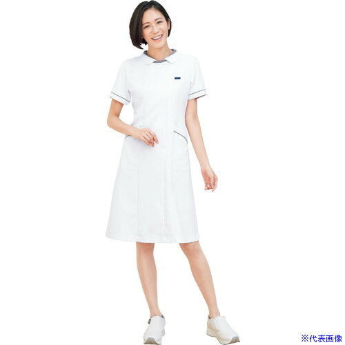 ■FOLK ワンピース ホワイトXグレー L 3015EW5L(3614900)[送料別途お見積り][法人限...