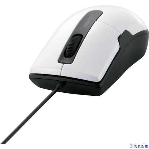 ■バッファロー 有線BlueLEDマウス 静音/3ボタン Mサイズ ホワイト BSMBU26SMWH(3628374)[送料別途見積り][法人・事業所限定][掲外取寄]