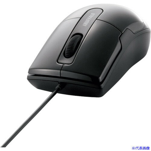 Optical Mouse - ■BUFFALO 有線BlueLEDマウス 静音/3ボタン Mサイズ ブラック BSMBU26SMBK(3628387)
