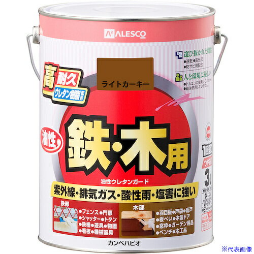 オレンジブック トラスコ中山　TRUSCOKANSAI 油性ウレタンガード ライトカーキー 3L 〔品番:00037640231030〕[ 注番:3629342]特長●ウレタン樹脂配合だから紫外線・排ガス・雪・酸性雨など外敵から建物を守り、長期間風合い・ツヤを保ちます。●光沢が優れ、鉄部のサビに強い油性タイプ。●※溶剤臭が強いので室内での塗装には不向きです。●防サビ配合だから鉄部をサビの発生から守ります。用途●門扉・シャッター・トタン・フェンス・農機具・遊具などの鉄部、羽目板・雨戸・板塀・ガーデニング用品などの木部に。仕様●色：ライトカーキー●容量(L)：3●乾燥時間：約3時間（20℃）、約6時間(冬期)●塗り重ね可能時間：20時間以上(20℃)●塗り重ね回数：1回●塗布面積(［［M2］］)：約 24〜33仕様2材質/仕上セット内容/付属品注意●下記のものにはご利用いただけません（自動車、バイク、高級家具、床面、ビニールクロス、常に水に浸かっている所、鉄以外の金属(ステンレス、アルミ、メッキ、真ちゅう、銅、ホーロー)、タイル、陶器、ポリカーボネート、ポリエチレン、ポリプロピレン、シリコンなど特殊処理された素材）原産国（名称）非公開JANコード4972910413156本体質量3.829kgオレンジブック トラスコ中山　TRUSCOKANSAI 油性ウレタンガード ライトカーキー 3L 〔品番:00037640231030〕[注番:3629342][本体質量：3.829kg]分類》工事・照明用品》塗装・内装用品》塗料☆納期情報：メーカー取り寄品（弊社より発送）