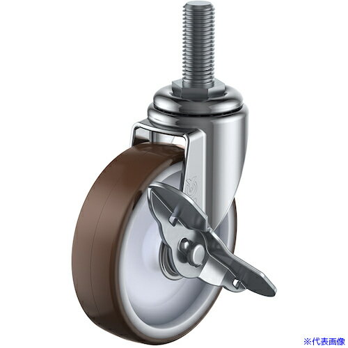 ■ユーエイ ねじ込み式 自在 キャスター ウレタン 車輪径125mm ストッパー付き Eタイプ ET-S型 ネジ寸法M12×35ピッチ1.75 ET125URSM1235(3640937)