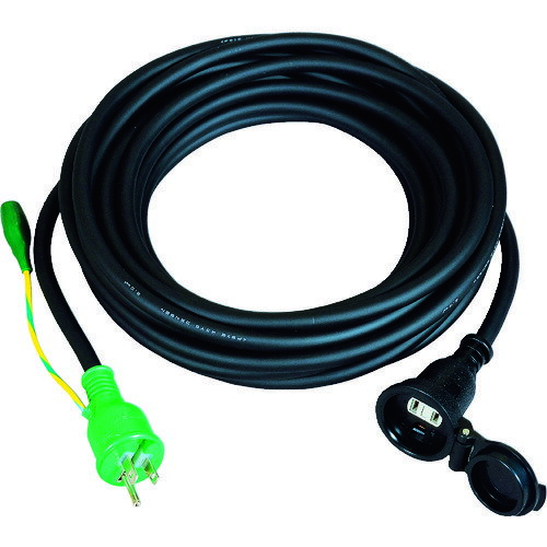 ■NICHIDO シングルポッキン延長コード 防雨型シングルポッキン アース付 防雨キャップ付 10m 極太ソフ..