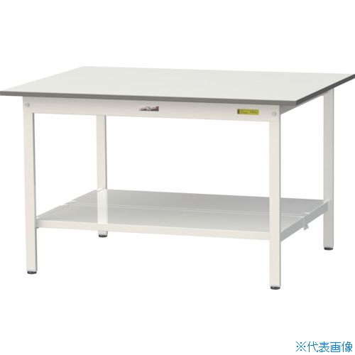 オレンジブック トラスコ中山　TRUSCOヤマテック 軽量作業台 ワークテーブル150シリーズ 固定式 全面棚付 低圧メラミン天板 W1200×D900×H740mm シルキーホワイト 〔品番:SUP1290TTWW〕[ 注番:3692303]特長●軽作業に最適です。●棚板は工具などの置き場所に便利です。●足元に取り付けられる収納や保管に便利な全面棚板付きです。収納・保管スペースを広く確保することができます。●独自構造により少ないボルトで組立しやすく、かつ横揺れを防止します。●樹脂製アジャスターを標準装備！手回しで簡単に床レベルが調整でき、作業台を水平に保ちます。用途●軽作業用。●電子機器、半導体・電子部品、精密部品の組立・検査用台として。仕様●天板材質：低圧メラミン化粧板●間口(mm)：1200●奥行(mm)：900●高さ(mm)：740●均等荷重(kg)：150●天板色：シルキーホワイト●天板エッジ色：グレー●アジャスターねじサイズ：M12×P1.75●キャスター：なし(別途オプション)●半面棚板：2枚付（半面棚板2枚使用で全面棚板）●半面棚板耐荷重(kg)：均等50●総耐荷重(kg/台)：150仕様2●アジャスターねじサイズ：M12×1.75●色：シルキーホワイト材質/仕上●天板：低圧メラミン化粧板●脚部：スチールセット内容/付属品注意●本体、脚にスリット穴がありませんのでオプション品の中間棚板は取り付けられません。●天板間口600mmにはオプション品のキャビネットは取り付けできません。●天板奥行450mmにはオプション品のワイド引き出しは取り付けできません。原産国（名称）日本JANコード4573581479238本体質量38kgオレンジブック トラスコ中山　TRUSCOヤマテック 軽量作業台 ワークテーブル150シリーズ 固定式 全面棚付 低圧メラミン天板 W1200×D900×H740mm シルキーホワイト 〔品番:SUP1290TTWW〕[注番:3692303][本体質量：38kg]《包装時基本サイズ：1230×920×32》〔包装時質量：16kg〕分類》物流・保管用品》作業台》一般作業台☆納期情報：メーカー直送品（送料元払い）【法人限定＝会社名ご記入お願い致します。】 ※北海道・沖縄・離島は運賃別途商品も含む