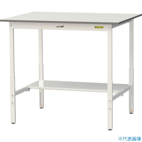 オレンジブック トラスコ中山　TRUSCOヤマテック 軽量作業台 ワークテーブル150シリーズ 高さ調整タイプ 半面棚板付 W1200×D900×H900〜1200mm シルキーホワイト 〔品番:SUPAH1290TWW〕[ 注番:3692...