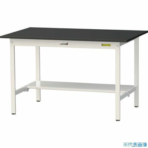 ■ヤマテック 実験用作業台 LABシリーズ実験用ラボテーブル 固定式 半面棚板付 ケミテクト天板 W1200×D750×H740 ブラック/シルキーホワイト SLK1275TBKW(3693877)[法人限定][直送元]