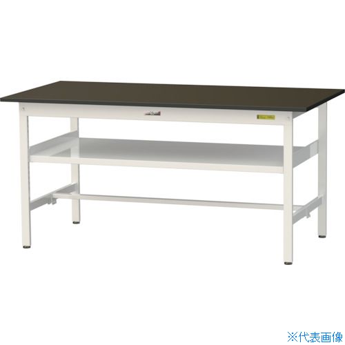 ■ヤマテック 実験用作業台 LABシリーズ実験用ラボテーブル 固定式 中間棚付 指紋レスメラミン天板 W1500×D750×H740 ブラウン/シルキーホワイト SLM1575FBRW(3693882)[法人限定][直送元]