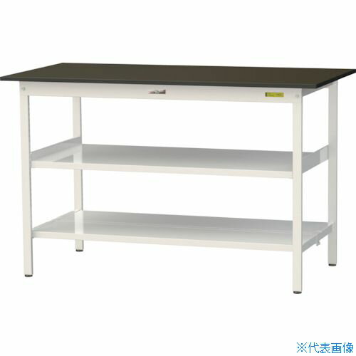 ■ヤマテック 実験用作業台 LABシリーズ実験用ラボテーブル 固定式 中間棚・全面棚板付 指紋レスメラミ..