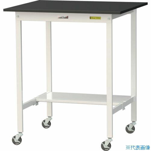 ■ヤマテック 実験用作業台 LABシリーズ実験用ラボテーブル 移動式 半面棚板付 ケミテクト天板 W900×D75..