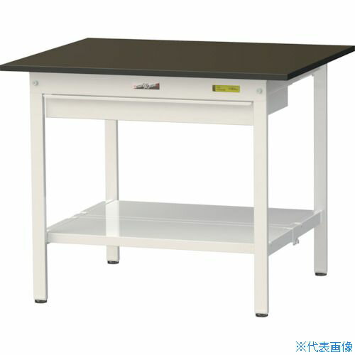 ■ヤマテック 実験用作業台 LABシリーズ実験用ラボテーブル 固定式 ワイド引き出し・全面棚板付 指紋レ..