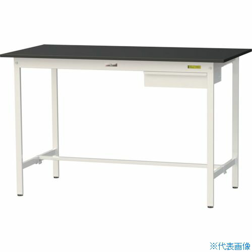 ■ヤマテック 実験用作業台 LABシリーズ実験用ラボテーブル 固定式 キャビネット付 ケミテクト天板 W1500×D750×H950 ブラック/シルキーホワイト SLKH1575UBKW(3695509)[法人限定][直送元]