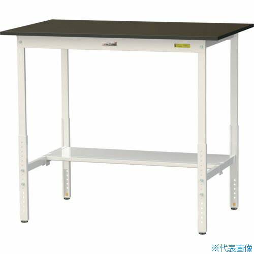 ■ヤマテック 実験用作業台 LABシリーズ実験用ラボテーブル 高さ調整タイプ 半面棚板付 指紋レスメラミン天板 W1200×D750×H900～1200 SLMAH1275TBRW(3695528)[法人限定][直送元]
