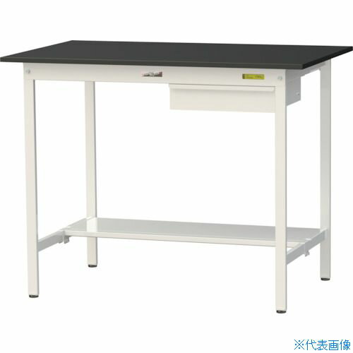 ■ヤマテック 実験用作業台 LABシリーズ実験用ラボテーブル 固定式 キャビネット・半面棚板付 ケミテクト天板 W1200×D750×H950 ブラック/シルキーホワイト SLKH1275UTBKW(3697094)[法人限定][直送元]