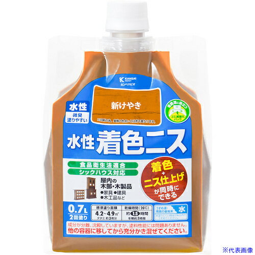 オレンジブック トラスコ中山　TRUSCOKANSAI 水性着色ニス 新けやき 0.7L 〔品番:00697653621007〕[ 注番:3767180]特長●木目を生かした着色と美しいツヤの二ス仕上げが同時にできます。●臭いが少なく、乾燥...