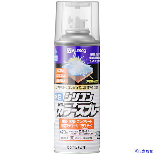 オレンジブック トラスコ中山　TRUSCOKANSAI 水性シリコンカラースプレー つや消しとうめい 420ML 〔品番:00507654102420〕[ 注番:3768709]特長●高耐久アクリル・シリコン樹脂配合だから紫外線・排ガス・雪・酸性雨などに耐久性に優れた汚れに強い塗膜を作ります。●臭いが少なく、いろいろな素材に塗れる水性タイプ。●※乾くと雨や水で流れ落ちる事はありません。用途●木部・鉄部・アルミ・紙・プラスチック(一部を除く)・発泡スチロール・コンクリート・ガラス(短期使用に限る)に。仕様●色：つや消しとうめい●容量(L)：0.42●乾燥時間：約30分(20℃) 約2時間(冬期)●塗布面積(［［M2］］)：約0.9〜1.4●塗り重ね可能時間：2時間以上(20℃)　4時間以上(冬期)●塗り重ね回数：2回仕様2材質/仕上セット内容/付属品注意●下記のものには塗ることができません、自動車、バイク、高級家具、床面、常に水に浸かっている所、鉄以外の金属(ステンレス、アルミ、メッキ、真ちゅう、銅、ホーロー)、化粧板、吸い込みの大きいMDF板、ストーブの高温部、ポリカーボネート、ポリエチレン、ポリプロピレン。原産国（名称）日本JANコード4972910383893本体質量0.5kgオレンジブック トラスコ中山　TRUSCOKANSAI 水性シリコンカラースプレー つや消しとうめい 420ML 〔品番:00507654102420〕[注番:3768709][本体質量：0.5kg]《包装時基本サイズ：65×65×215》〔包装時質量：442g〕分類》工事・照明用品》塗装・内装用品》塗料☆納期情報：メーカー取り寄品（弊社より発送）
