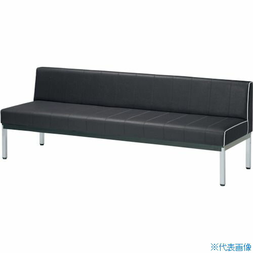 ■MIZUNO 蓄光ロビーベンチ背付 W1800 ブラック MC1518CPBK(3796993)[法人限定][直...