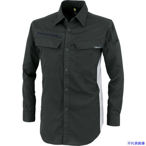■XEBEC 裏綿ストレッチ長袖シャツ1513−90−5L クロ 1513905L(3827555)[送料別途お見積り][法人限定][掲外取寄]