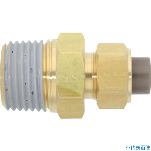 ■潤工社 黄銅製継手(ミリ系列) ニップル 12×9mm PT1/2 PN12X9PT12BS(3840391)