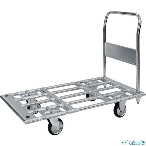 オレンジブック トラスコ中山　TRUSCOシシク パイプ材仕様運搬台車 スチール製 130径ゴム車輪付キャスタ 590×1100 〔品番:P2B〕[ 注番:3891394]特長●パイプ材を使用しており、スチール製運搬台車に比べ軽量です。●水はけが求められる市場や工場内などでの長尺の荷物の運搬ができます。●サイズバリエーションも揃っています。用途●市場などに。●長尺の荷物の運搬に。仕様●均等荷重(kg)：400●長さ(mm)：1100●幅(mm)：590●高さ(mm)：193●ハンドル高さ(mm)：850●キャスター径(mm)：130●積載面材質：スチール仕様2●組立品●自在キャスター、固定キャスター各2個材質/仕上●本体：スチール●キャスタ金具：スチール●車輪：ゴムセット内容/付属品注意原産国（名称）日本JANコード本体質量23.9kgオレンジブック トラスコ中山　TRUSCOシシク パイプ材仕様運搬台車 スチール製 130径ゴム車輪付キャスタ 590×1100 〔品番:P2B〕[注番:3891394][本体質量：23.9kg]分類》搬送機器》運搬台車》長尺物運搬車☆納期情報：メーカー直送品【法人限定＝会社名ご記入お願い致します。】