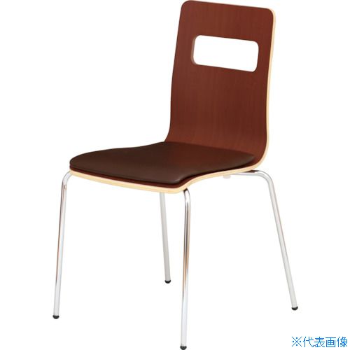 ■TRUSCO 木目調チェア ブラウン×シルバー ブラウンクッション RLESBRBS(3902245)[送料別途お見積り][法人限定][直送]