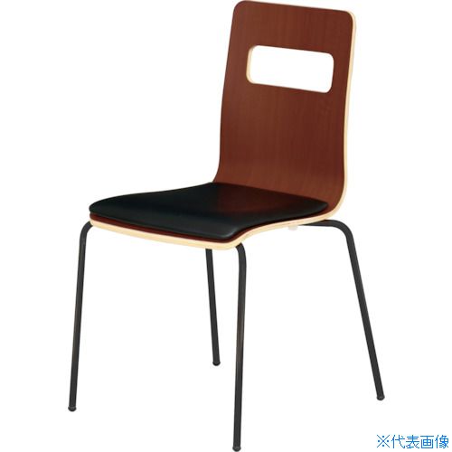 ■TRUSCO 木目調チェア ブラウン×ブラック ブラッククッション RLESBKBB(3902253)[送料別途お見積り][法..