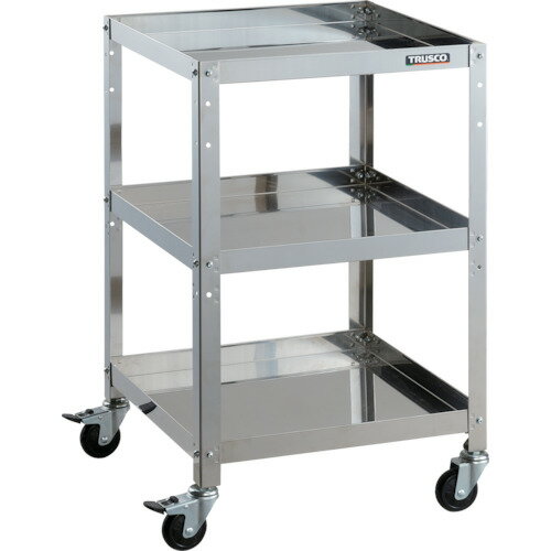 ■TRUSCO ステンレスワゴン クリーンラビット 75φゴム車鉄金具 500×500×H810 3段 CRB853(3933415)(4.0)