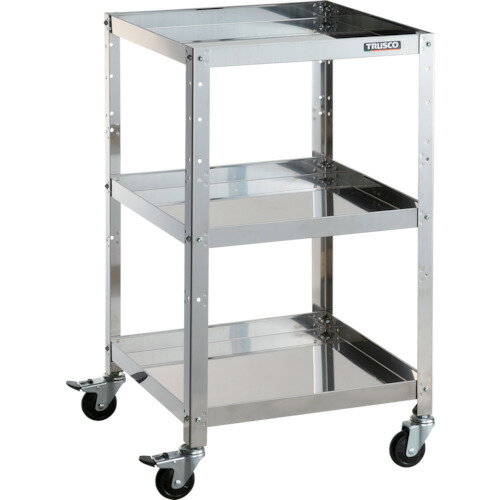 ■TRUSCO ステンレスワゴン クリーンラビット 75φゴム車鉄金具 500×500×H880 3段 CRB953(3933555)