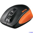 ■BUFFALO 無線 BlueLED 3ボタン プレミアムフィットマウス オレンジ BSMBW300MOR(4096629)
