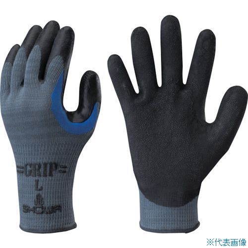 ■SHOWA ゴム背抜き手袋 No330股付グリップ ブラック Lサイズ(タグ) NO330TAGL(4132646)
