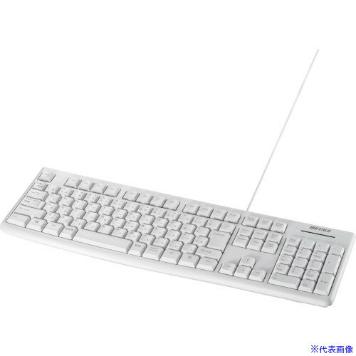 ■バッファロー USB接続 有線スタンダードキーボード ホワイト BSKBU100WH(4170653)[送料別途見積り][法人・事業所限定][掲外取寄]