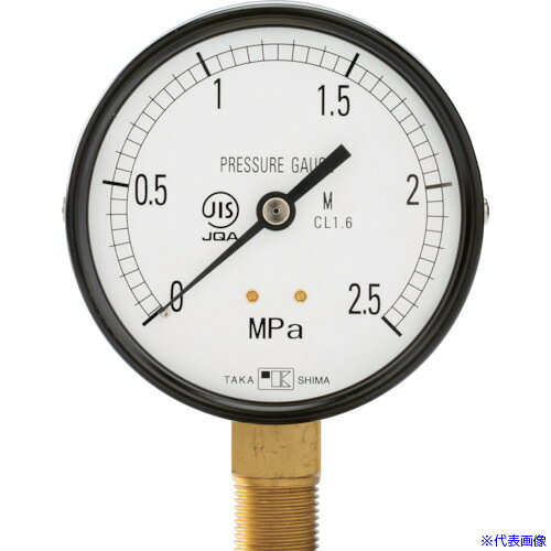 計測用具 - ■高島 一般圧力計(A枠立型・φ100) 圧力レンジ0.0〜0.25MPa R3/8【1028025】 1028025(4210408)